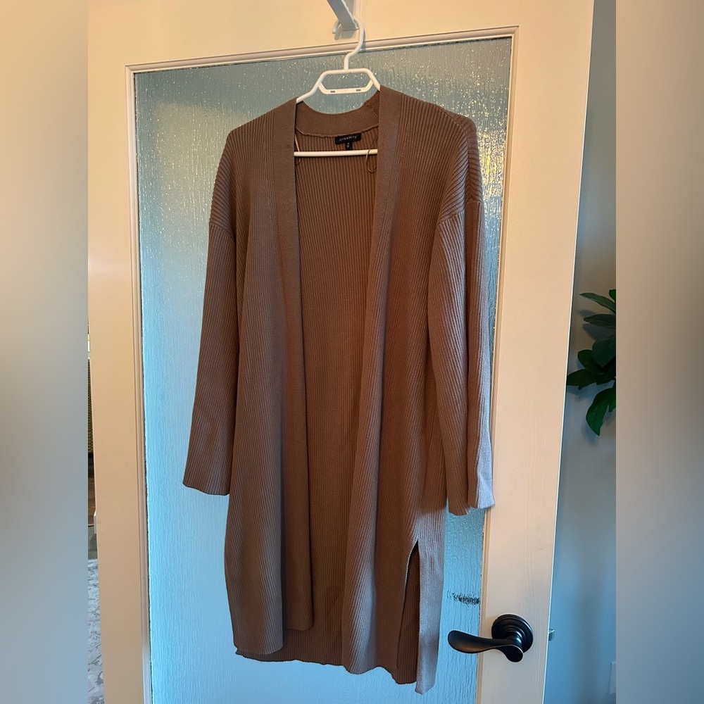 Brown Open Front Cozy Oversized Cardigan